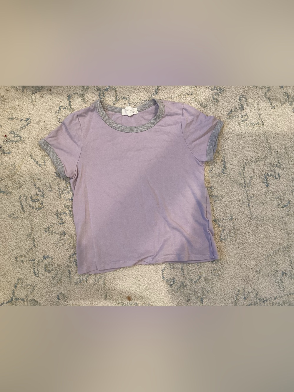 Full Tilt Lilac Tee with Gray Trim - Short Sleeve Kids Top